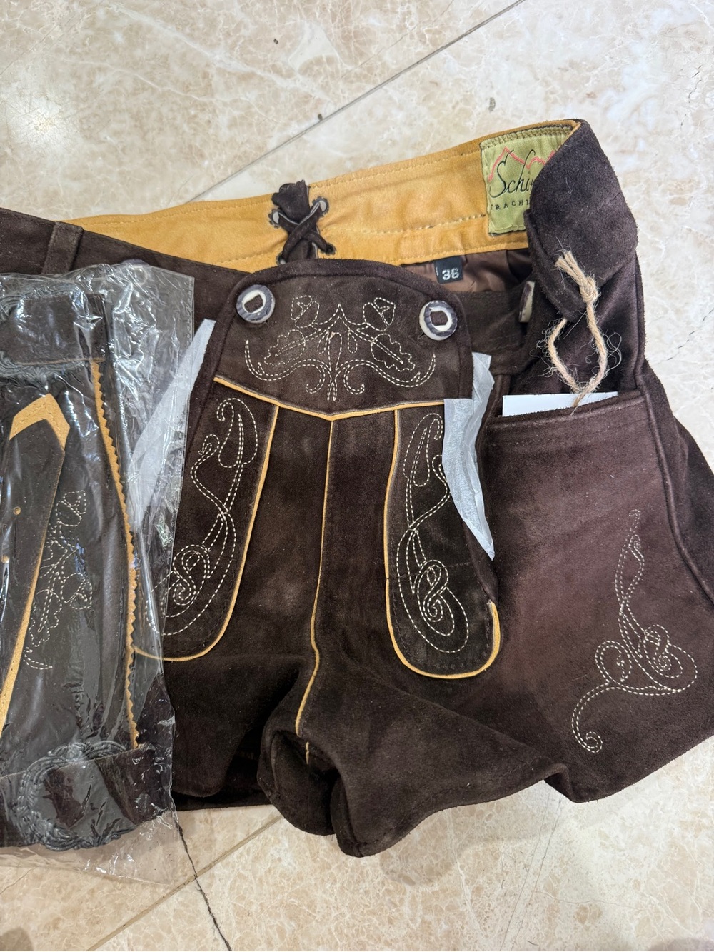 Scott Women’s Brown Suede Embroidered Shorts